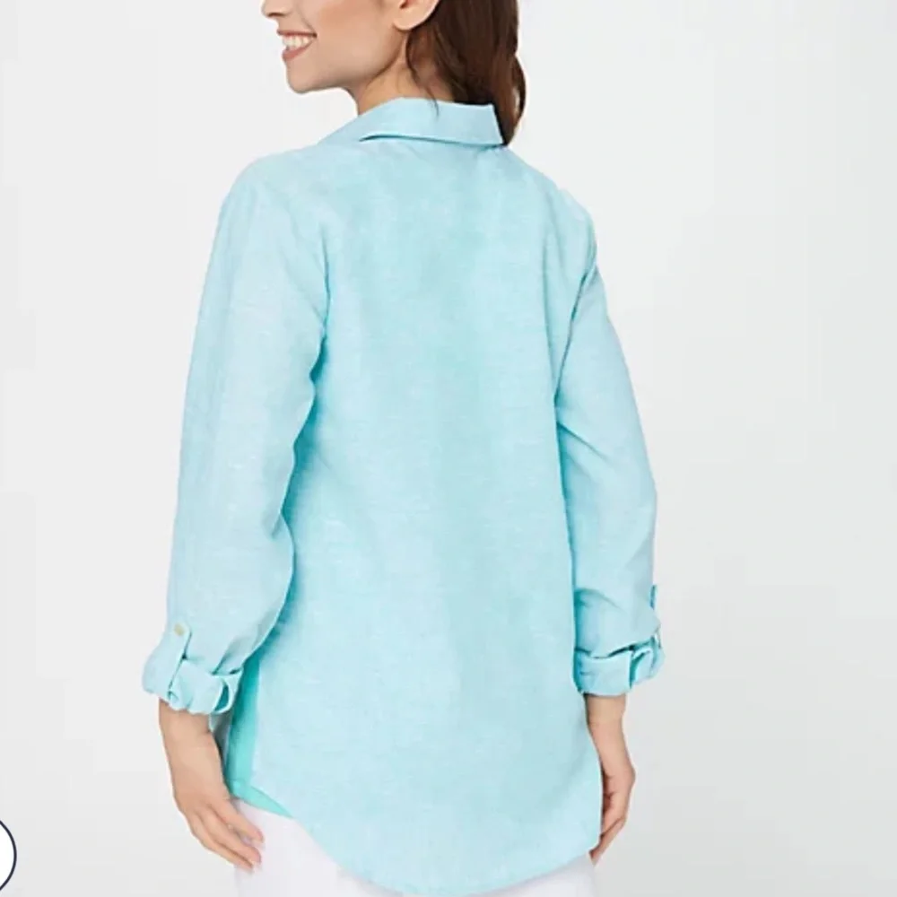 NWT Susan Graver Petite Easy Linen Blend Cross- Dyed Tunic - Picture 4 of 8